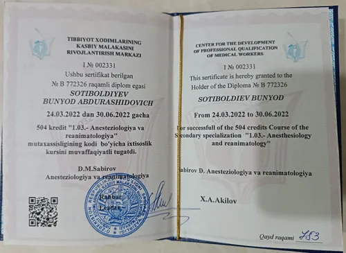 Anesteziologiya va reanimatsiya 2022(Sertifikat).jpg